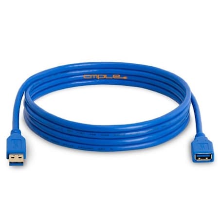 Cmple USB 3.0 A Male to A Female Extension Gold Plated Cable -10FT - Blue 1243-N